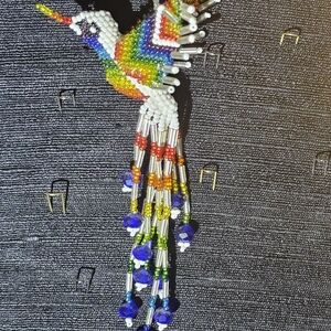 Colorful Beaded Bird Brooch